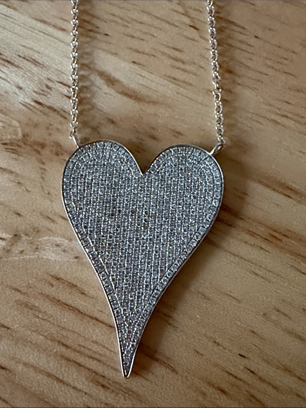 Stephanie Gottlieb Jumbo Pave Heart White Gold Diamond Necklace